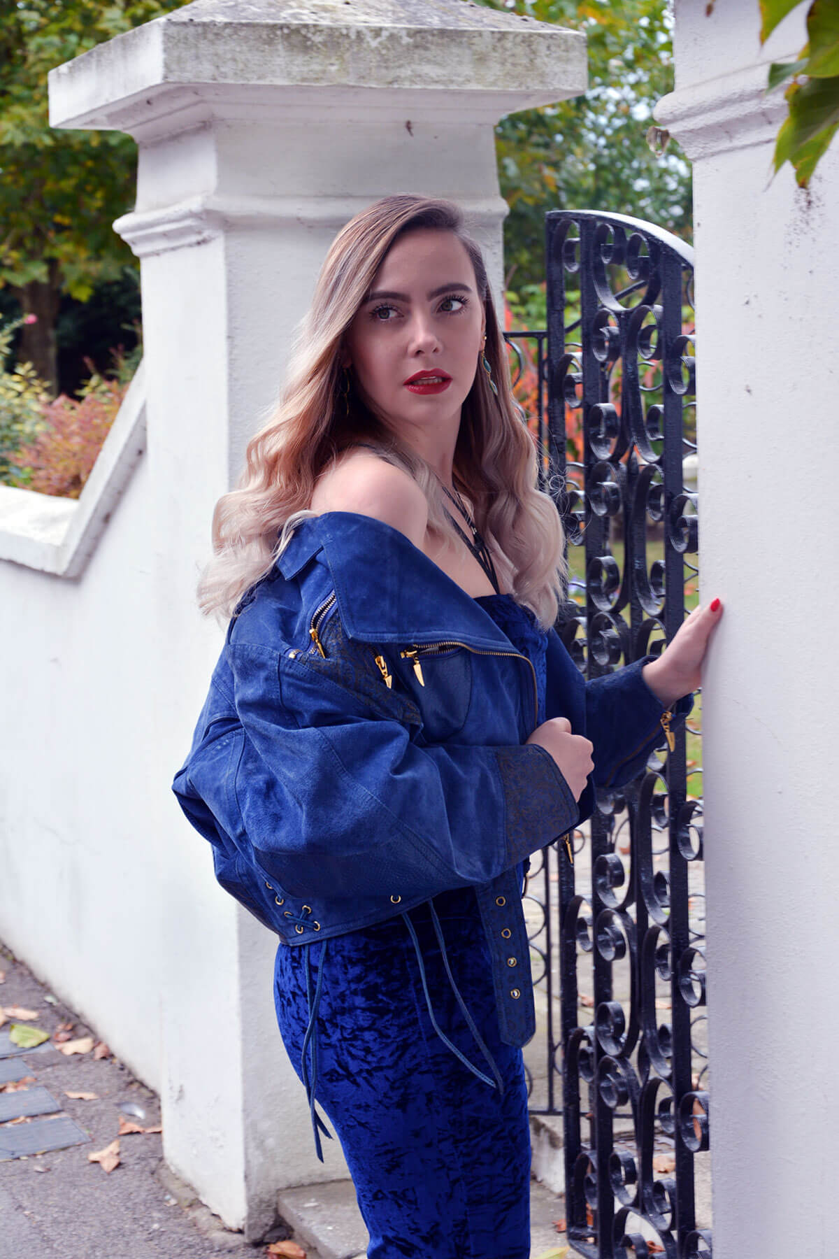 Edita in Blue Velvet Boohoo, Vintage and Marks and Spencer 18