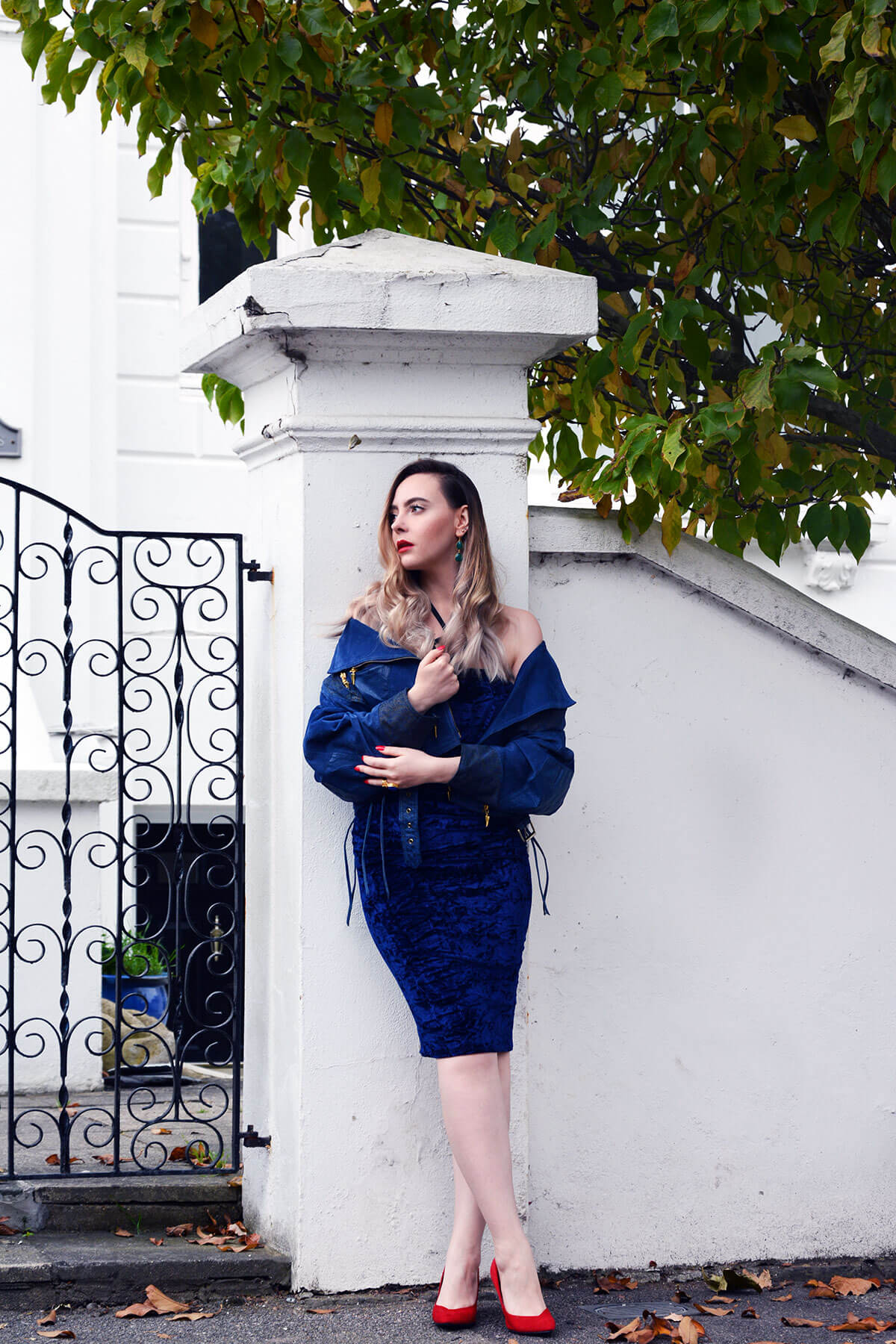 Edita in Blue Velvet Boohoo, Vintage and Marks and Spencer 5