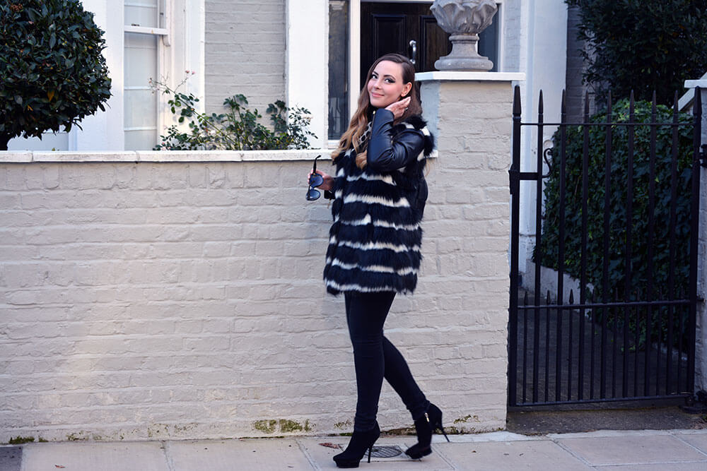 Edita in Biba coat, HM jeans, Cesare Paciotti, Moschino backpack, D&G glasses 1