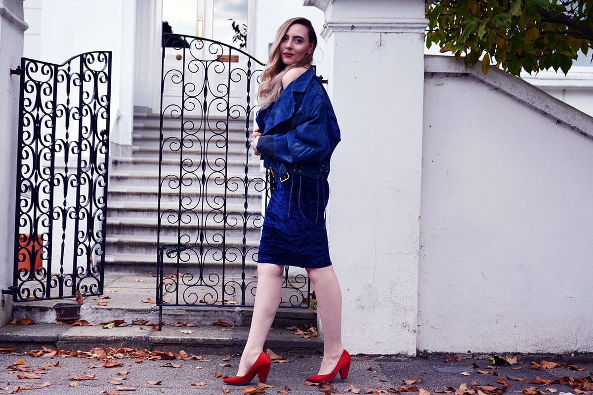Edita in Blue Velvet Boohoo, Vintage and Marks and Spencer 11