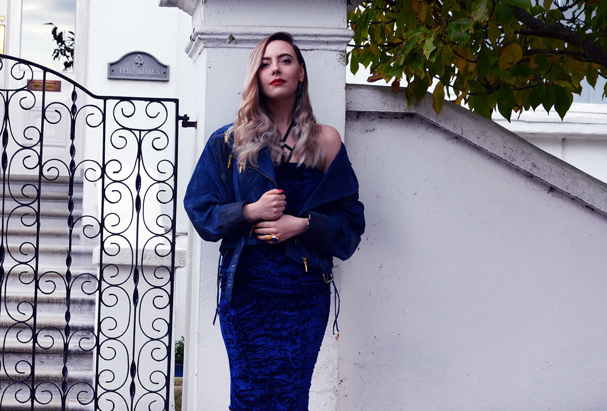 Edita in Blue Velvet Boohoo, Vintage and Marks and Spencer 9